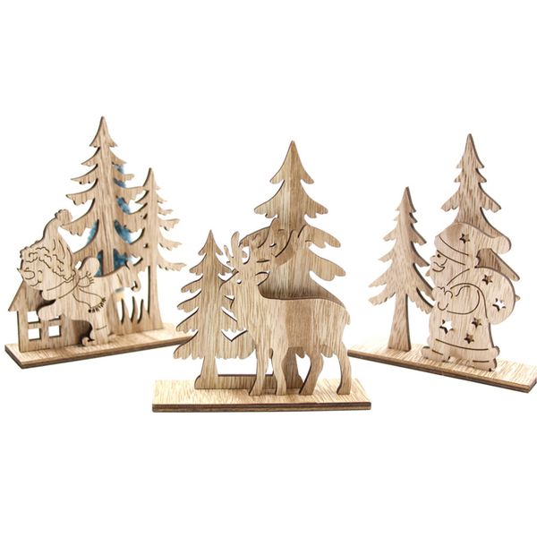 Wooden Christmas Santa Claus Snowman Elk Reindeer Christmas Tree