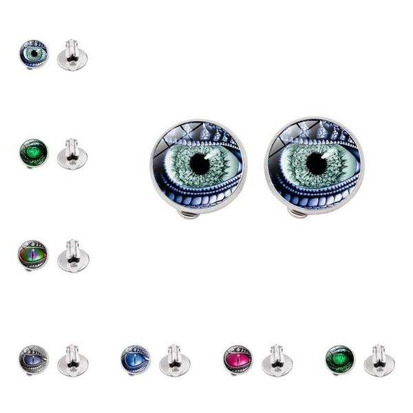 

a pair of earrings new accessories dragon eyes time gem creative silver glass ear clip french high-end earrings for women, Golden;silver