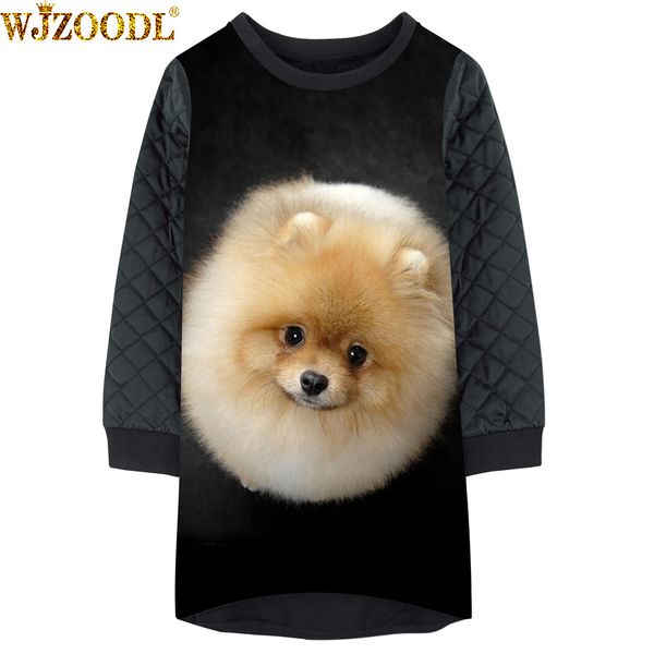 

girls winter grid dresses baby kids children girls new dog printing long sleeve nice dress dress clothes, Red;yellow