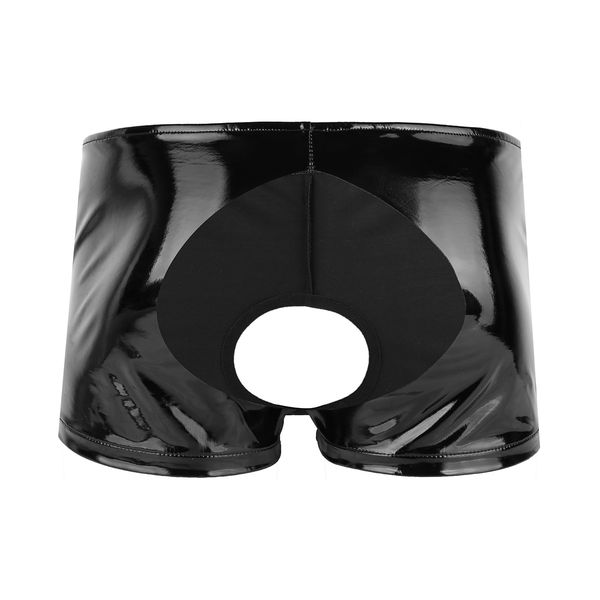 

mens open butt briefs with front hole men soft shiny patent leather swimming beach shorts man underwear underpants inside trunks