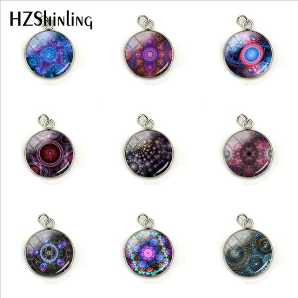 

fractal art circles glass cabochon fashion pendant stainless steel plated pendants charms hand craft jewelry accessories, Bronze;silver