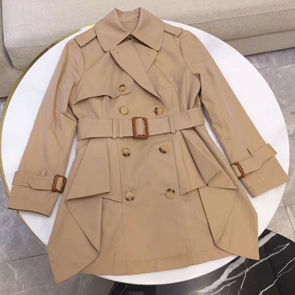 

elegant trench coat for women elegant double breasted cotton outwear fashion sashes office coat, Tan;black