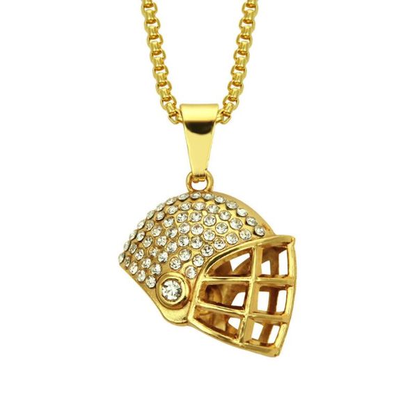 

hip hop fashion football helmet pendant necklaces for men women mens pendants gold silver chain necklace jewelry gift