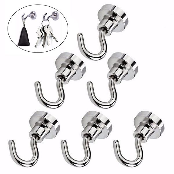 

6pcs/set 20lb magnetic hooks new reusable powerful storage hooks tools wrench kitchen ladle scoop fridge heavy duty hook holders