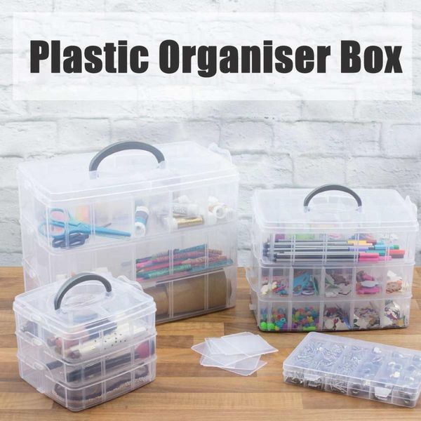 

18-30 grids jewellery craft beads case box plastic storage box case compartment clear storage organiser tool 3 layer