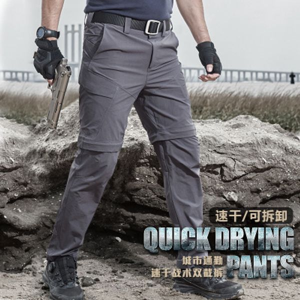 

2019 outdoor removable hiking pants men tactical army navy trouser male hunting lightweight quick dry pants waterproof, Black;green