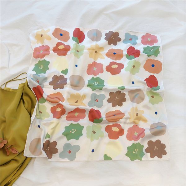 

flower gentle color korean-style ins small silk weep yafeng small fafa scarf-style small square, Black;purple