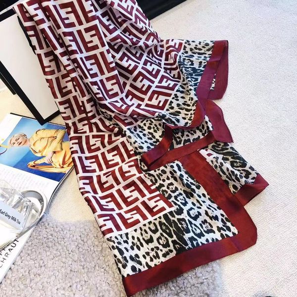 

2019 summer scarves popular silk scarfs 180cm*90cm size ff brand scarfs retro woman headbands ladies ring brand shawl 4colors factory price