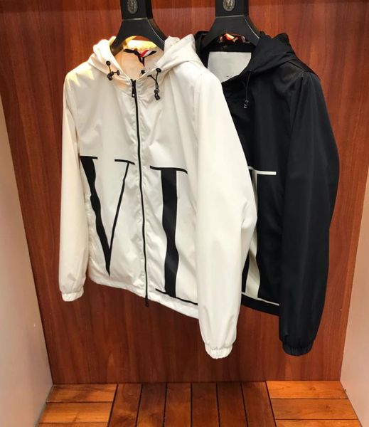 

2019 fa hion new men de igner jacket hooded pring autumn letter print luxury zipper jacket plu ize m 3xl