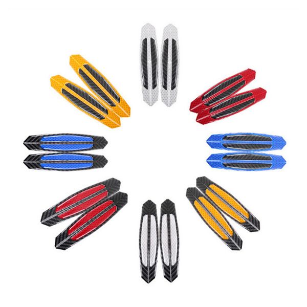 

4pcs/set carbon fiber car sticker anti-collision decal auto reflective warning strip auto styling accessories
