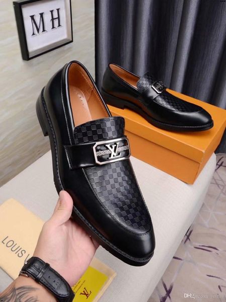 

20mm fashion business plaid dress leather shoe office work shoes classic formal wedding shoes luxury italian style oxford shoes madaoi, Black