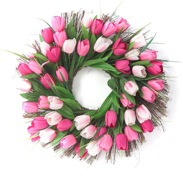 

tulip wreath front door wreath party wedding decoration artificial flower wall decoration ornaments home decorations