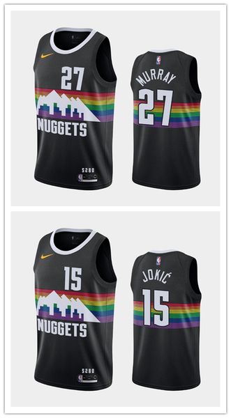 

Men 039 denver 13 nugget nikola jokic jamal murray 2019 20 13 nba city 13 edition ba ketball jer ey, Black
