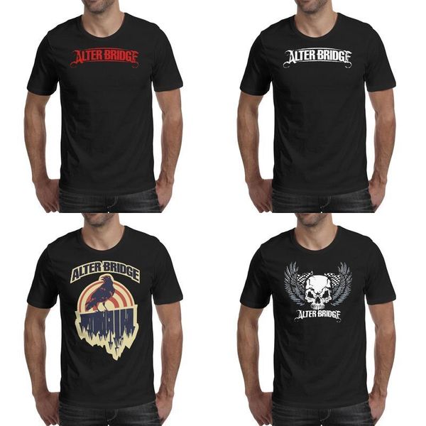 

fashion mens printing alter bridge skull with wings logo t shirt black design casual shirts college rock band red logo blackbird album, White;black