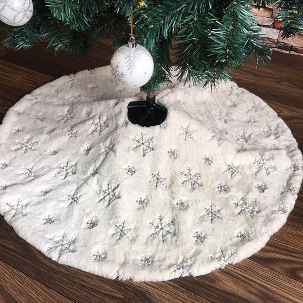

new 90/106/122cm white flannel embroidered snowflake christmas tree skirt christmas new year home decoration