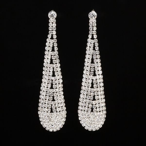 

rhinestone drip ear nail earrings exaggeration bride assembling decorate, Golden