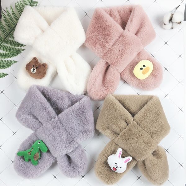 

parent-child scarf plush imitation fur cartoon scarf boys and girls autumn and winter warm, Blue;gray