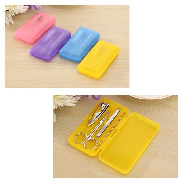 

4pcs/set manicure set kit pedicure scissor tweezer knife ear pick nail clipper kit stainless steel nail care tool sets