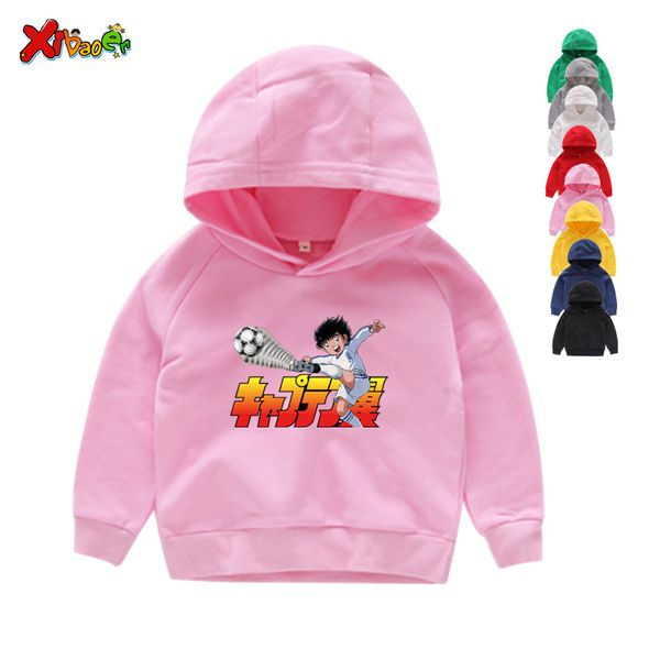 

anime captain tsubasa hoodies sweatshirts children leisure long sleeves hoodies boy football motion clothes 2t-8t, Black