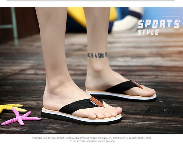 

oeak man slippers summer house flip flops stripe flip flops shoes sandals male slipper flip-flops zapatos de hombre 2020, Black