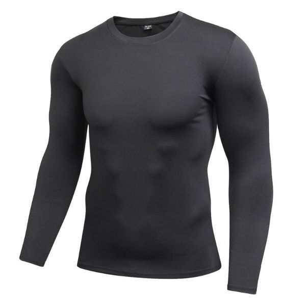 

men long sleeve running t shirts fast drying fitness gym base layer sports compression basketball tight t shirts, Black;blue