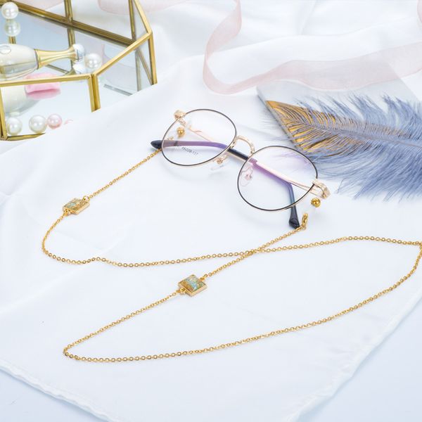 

2019 chic women reading glasses chain metal stainless steel crystal square rope chain necklace for glasses accessories rope, Silver