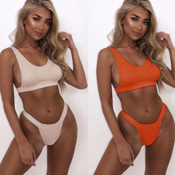 

thong biquinis 2019 padded swimsuit push up bikinis maillot de bain mayo bandeau swimsuit female monikini halter beach wear, White;black