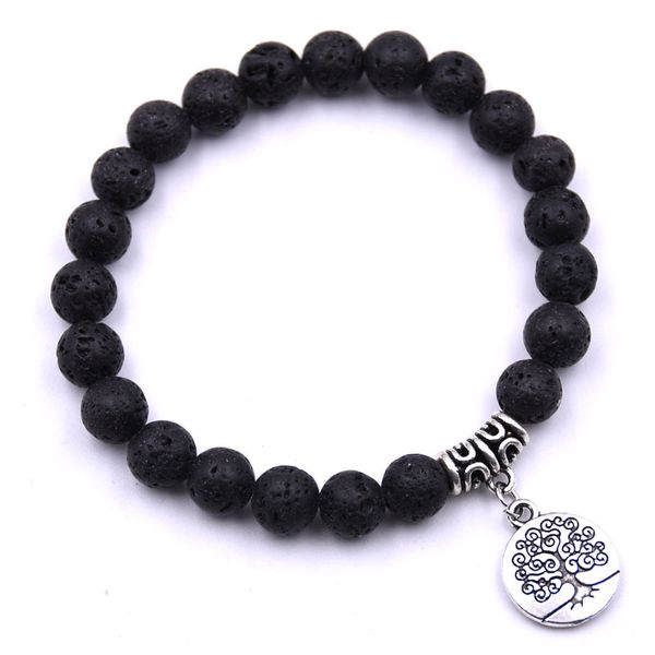 

cz lava stone bracelets tree of life men 8mm beads bracelet summer dumbbells men bracelets hematite beads bracelet for women lovers jewelry, Golden;silver