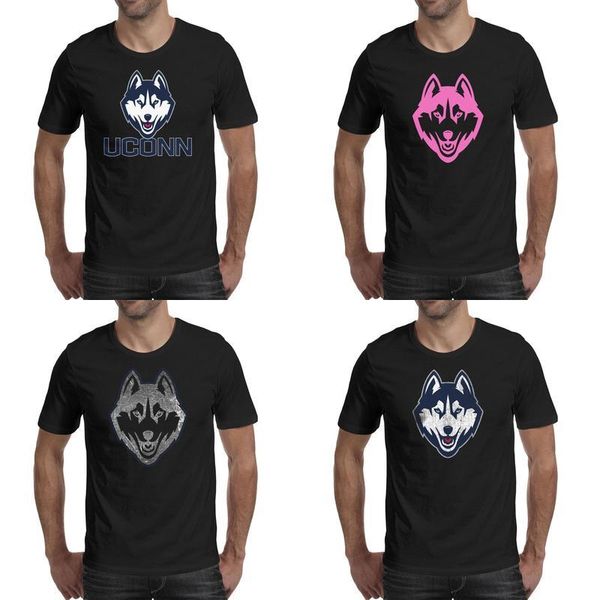 

mens printing uconn huskies basketball logo black t shirt design slim fit casual shirts party pink breast cancer old print sunflower, White;black