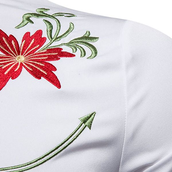 

feitong new men's casual trend long-sleeved shirt men's clothing slim embroidery pattern cotton street shirt eu size s-xxl black, White;black