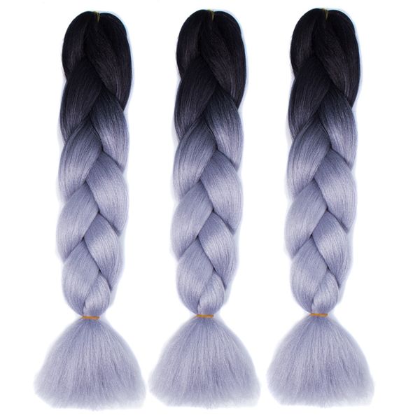 Ombre xpression trança cabelo dois tons crochet tranças sintéticas extensões de cabelo 24 polegadas caixa trança 100% kanekalon trançando cabelo