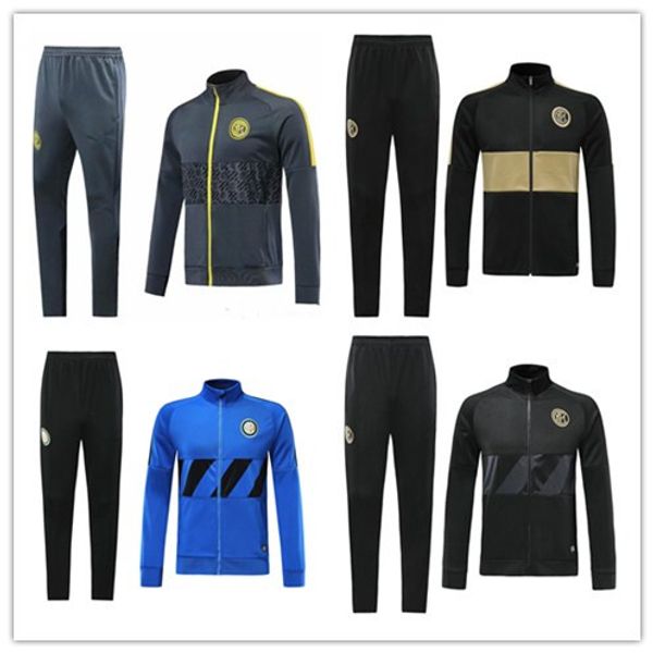

2019 2020 inter football tracksuit jackets kits 19/20 survetement alexis lukaku lautaro training suit soccer tracksuit jacket veste set, Black