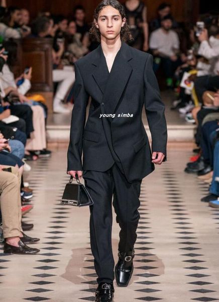 

xs-5xl new 2020 men's clothing hair stylist catwalk irregular clipping suit jacket plus size costumes, White;black