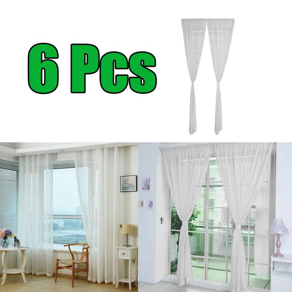 

6pcs h: 79" sheer voile window panel curtain drape for bedroom solid color