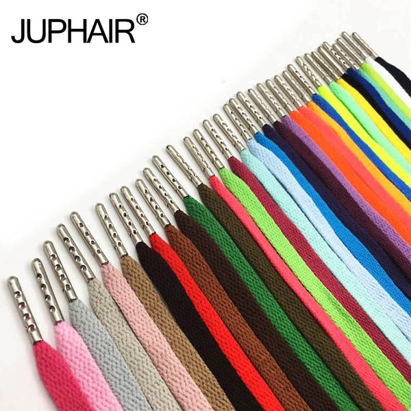 

1 pair new colorful shoelaces sneakers hiking sports boot with metal head classic laces 8mm wide flat shoes laces sneaker direct, Black