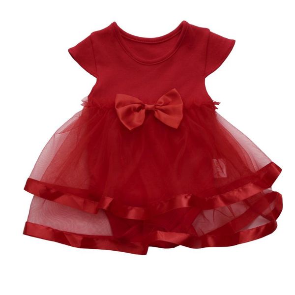 

sagace baby girl princess dress cute bowknot tutu dresses party clothing infant baby girls summer short sleeve romper dress, Red;yellow