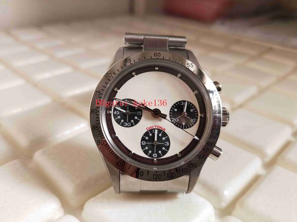 

retro bp factory 38mm 6265 vintage paul newman cosmograph chronograph eta movement mechanical hand-winding mens watch watches, Slivery;brown