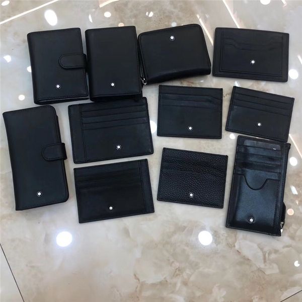 

brands 11 style card pack 100% genuine leather cards package black classic card holder man short credit id cards purse with gift box