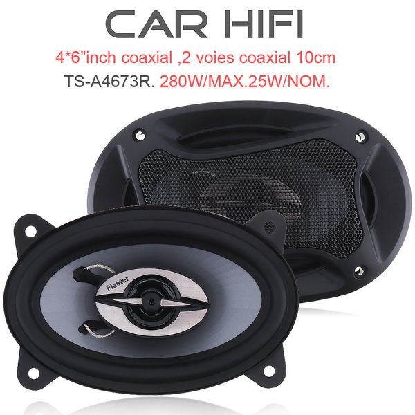 

ts-a4673r 2pcs 4*6 inch 280w 12v car hifi coaxial speaker vehicle door auto audio music stereo full range frequency loudspeaker