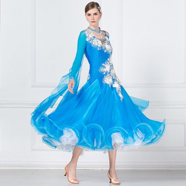 

новый национальный стандарт современной танцевальной одежды big pendulum dress practice clothing ballroom dancing waltz-b-17197, Black;red
