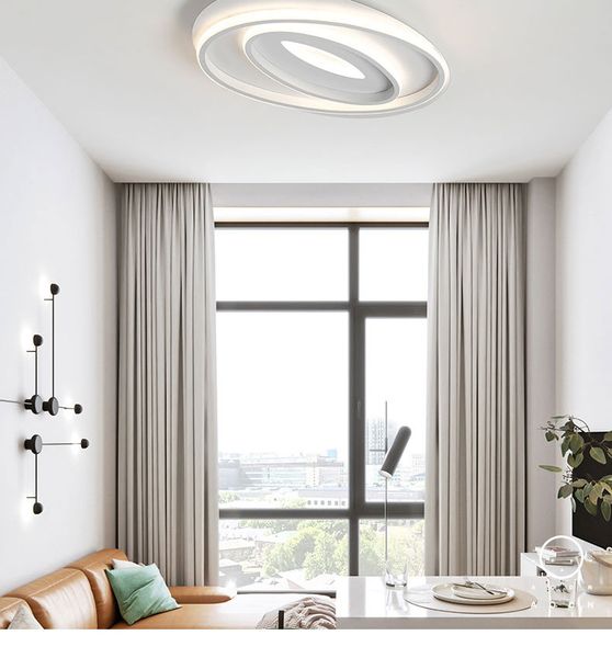 Nova moderno lustre rodada levou para sala de estar decoração de casa estudo quarto branco em acrílico Led iluminação chandelier