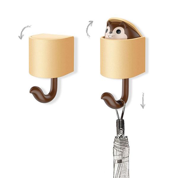 

cute squirrel style hooks squirrel wall hook adhesive home cartoon hanger key umbrella towel cap coat hooks storage hanging 6.17