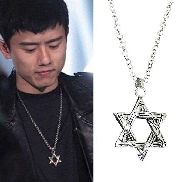 

заявление hexagram подвеска колье для мужчин маген давид звезда подвеска цепи vintage посеребренных женщины израиль jewelry unisex k5878, Golden;silver