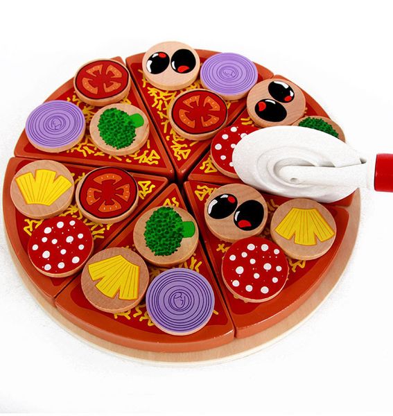 

hiinst pizza wooden toys food cooking simulation tableware children kitchen pretend play toy fruit vegetable with tableware