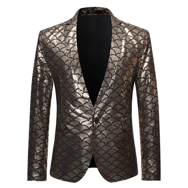 

male blazer mens slim fit party blazer scale print turndownneck suit jacket single breasted performances blazers masculinol30927, White;black
