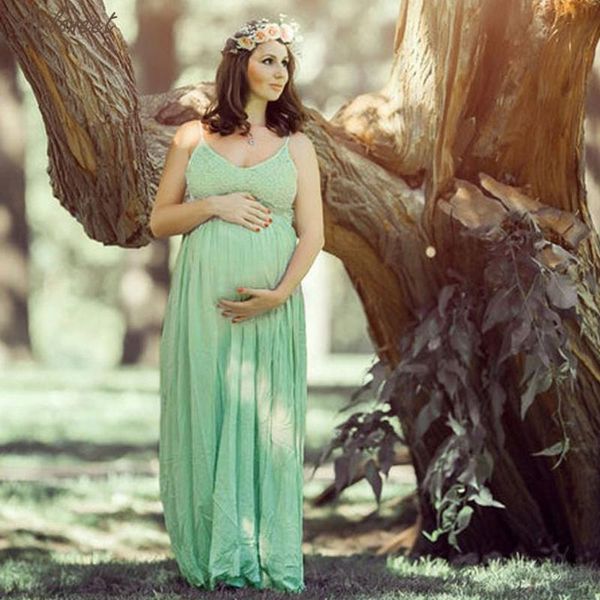 

women maternity pregnants pgraphy prop sling sleeveless prom gown long dress women casual dress new fashion summer 2020, White