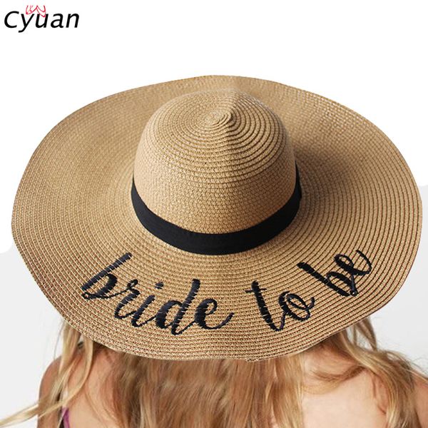 

cyuan summer bachelorette party bride to be embroidered straw hat soft big brim sun hats bridal shower beach party supplies
