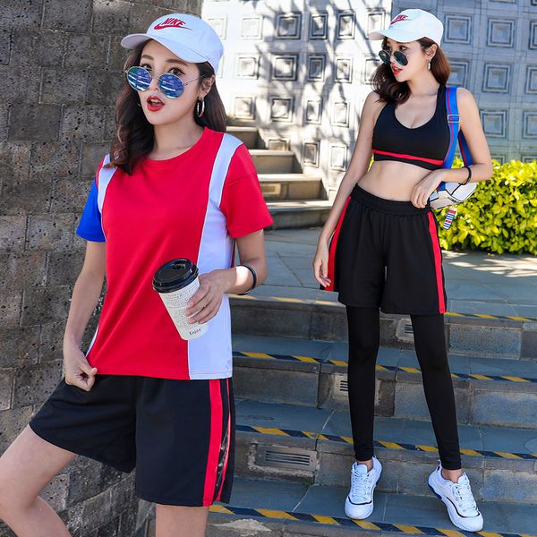 

summer new style fashion fat mm yoga clothes loose-fit slimming four-piece set casual running fitness sports women's suit fashio