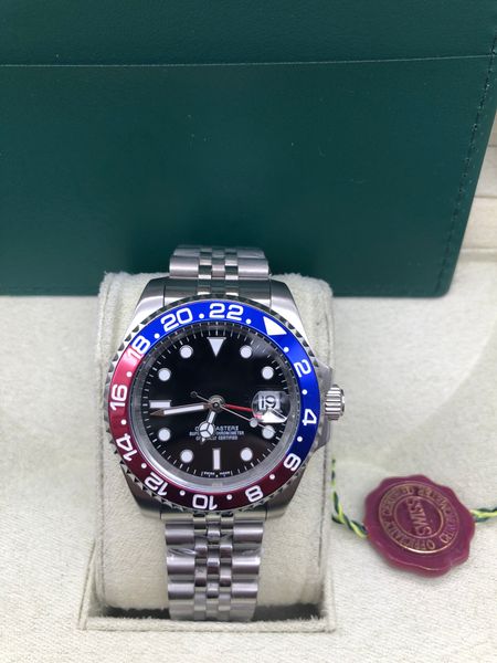 

sell well upscale luxury high red blue two-color quality ceramic bezel fashion casual mens mechanical stainless steel automatic watches, Slivery;brown