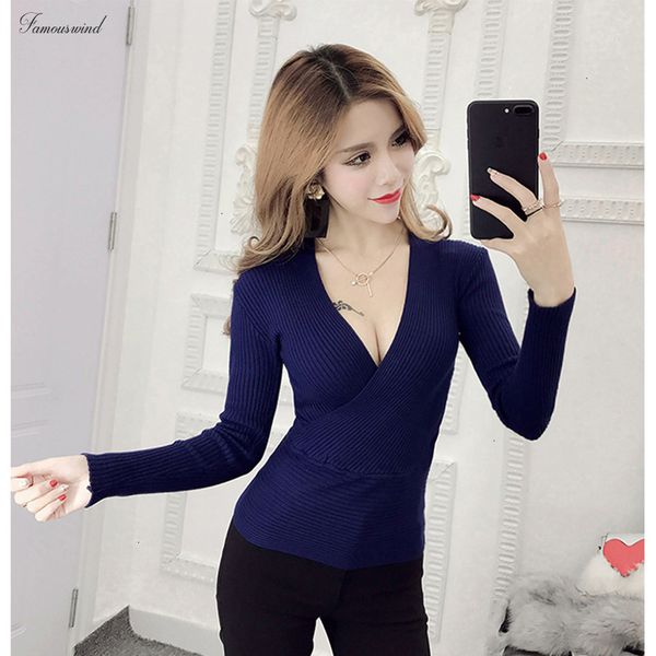

sweater deep v neck new womens pullover casual bottoming female sweaters elastic cotton long sleeve, White;black